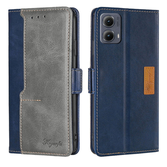 For Motorola Edge 5G 2024 Contrast Color Side Buckle Leather Phone Case(Blue + Grey) - Motorola Cases by buy2fix | Online Shopping UK | buy2fix