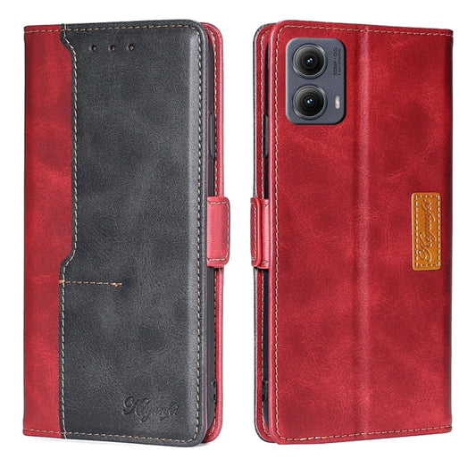 For Motorola Edge 5G 2024 Contrast Color Side Buckle Leather Phone Case(Red + Black) - Motorola Cases by buy2fix | Online Shopping UK | buy2fix