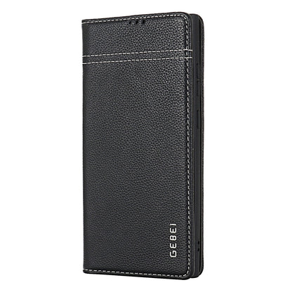 For Samsung Galaxy S24 5G GEBEI Top-grain Horizontal Flip Leather Phone Case(Black) - Galaxy S24 5G Cases by GEBEI | Online Shopping UK | buy2fix