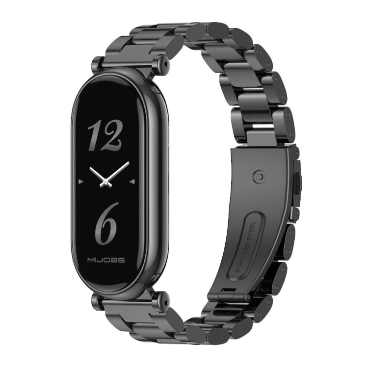 For Xiaomi Mi Band 8 Mijobs GT4 Three Beads Metal Watch Band(Black) - Watch Bands by MIJOBS | Online Shopping UK | buy2fix