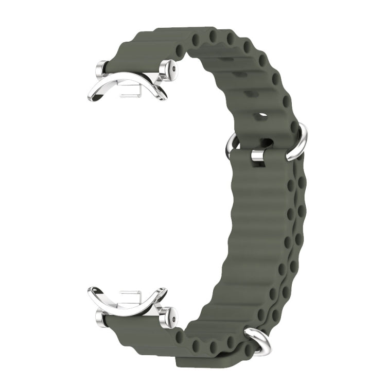 For Xiaomi Mi Band 8 / 9 / 9 NFC Mijobs GT4 Marine Silicone Breathable Watch Band(Khaki Green Silver) - Watch Bands by MIJOBS | Online Shopping UK | buy2fix