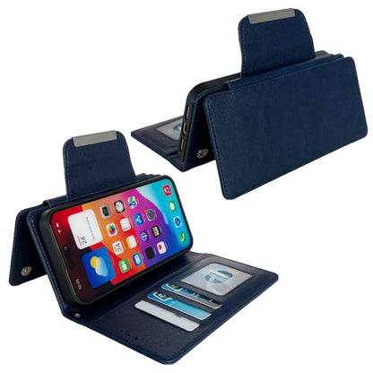 For iPhone 16 Multifunctional Seven Cards Wallet Leather Phone Case(Royal Blue) - iPhone 16 Cases by buy2fix | Online Shopping UK | buy2fix