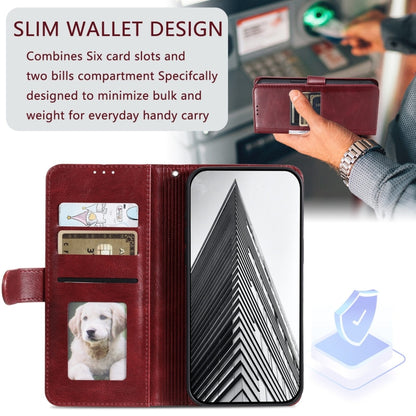 For Motorola Moto G Play 2024 Simple 6-Card Wallet Leather Phone Case(Wine Red) - Motorola Cases by buy2fix | Online Shopping UK | buy2fix