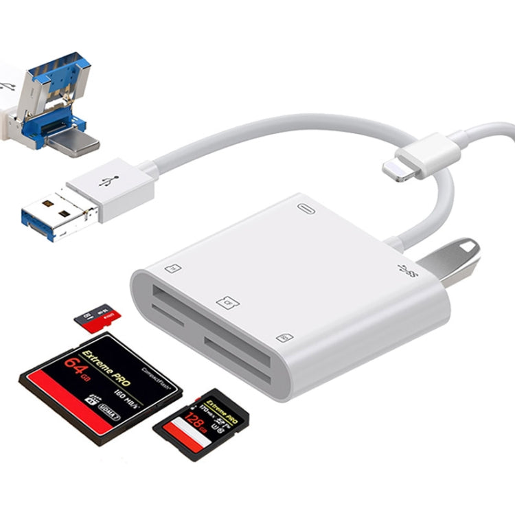 7 in 1 USB 3.0 + 8 Pin Interface Multi-function OTG Card Reader(White) - U Disk & Card Reader by buy2fix | Online Shopping UK | buy2fix