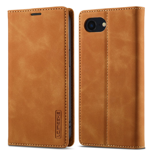 For iPhone 16e LC.IMEEKE Strong Magnetism Microfiber Leather Phone Case(Brown) - iPhone 16e Cases by LC.IMEEKE | Online Shopping UK | buy2fix