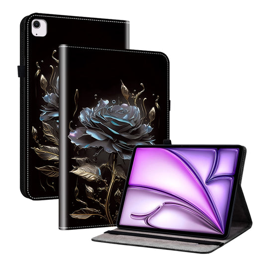 For iPad Air 11 2025 / 2024 Crystal Texture Painted Leather Smart Tablet Case(Black Rose) - iPad Air 11 2025 / 2024 Cases by buy2fix | Online Shopping UK | buy2fix