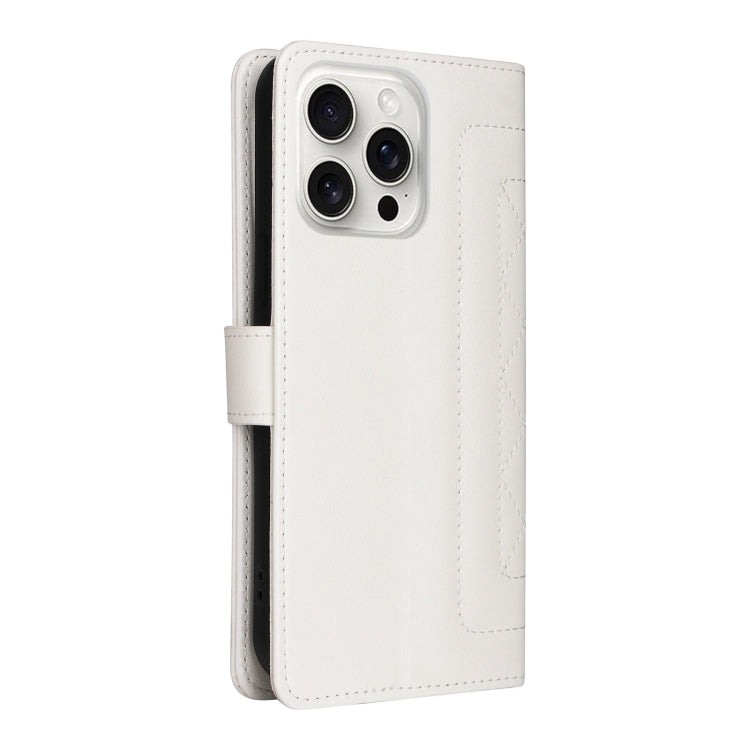 For iPhone 16 Pro Diamond Lattice Leather Flip Phone Case(White) - iPhone 16 Pro Cases by buy2fix | Online Shopping UK | buy2fix