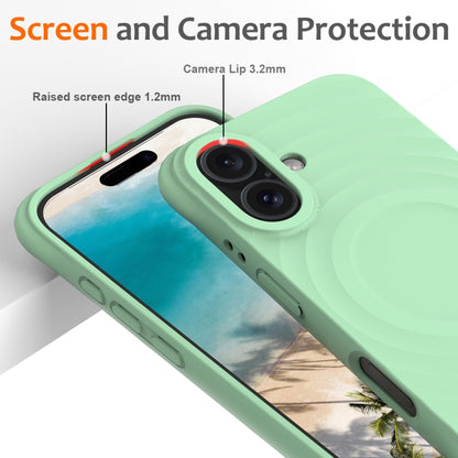 For iPhone 16 Plus Wave Texture MagSafe Magnetic Liquid Silicone Phone Case(Green) - iPhone 16 Plus Cases by buy2fix | Online Shopping UK | buy2fix