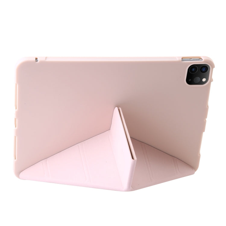 For iPad Pro 13 2024 TPU Deformation Flip Leather Tablet Case with Holder(Light Pink) - iPad Pro 13 2024 Cases by buy2fix | Online Shopping UK | buy2fix