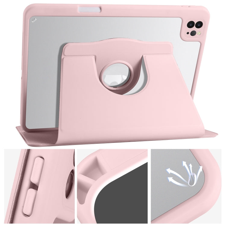 For iPad Pro 13 2024 Acrylic 360 Degree Rotation Holder Leather Tablet Case(Sand Pink) - iPad Pro 13 2024 Cases by buy2fix | Online Shopping UK | buy2fix