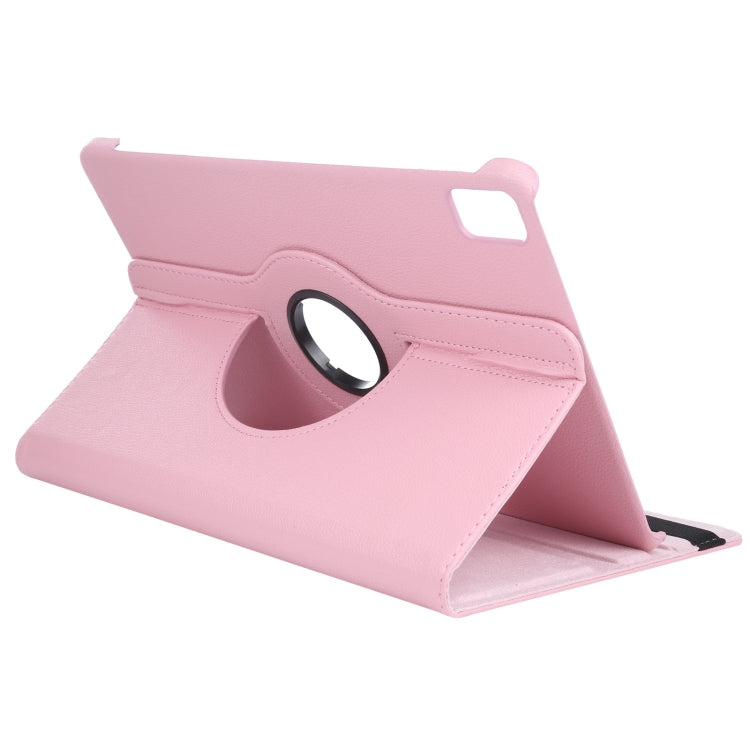 For iPad Air 11 2024 360 Degree Rotation Litchi Texture Leather Tablet Case with Holder(Pink) - iPad Air 11 2024 Cases by buy2fix | Online Shopping UK | buy2fix