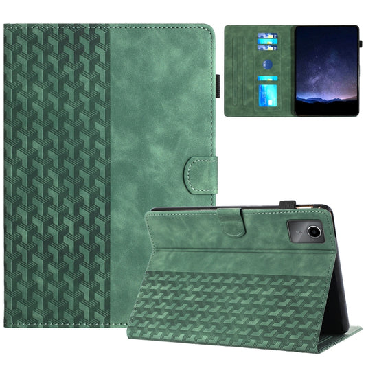 For Lenovo Tab M11/Xiaoxin Pad 11 2024 Building Blocks Embossed Leather Smart Tablet Case(Green) - Lenovo by buy2fix | Online Shopping UK | buy2fix