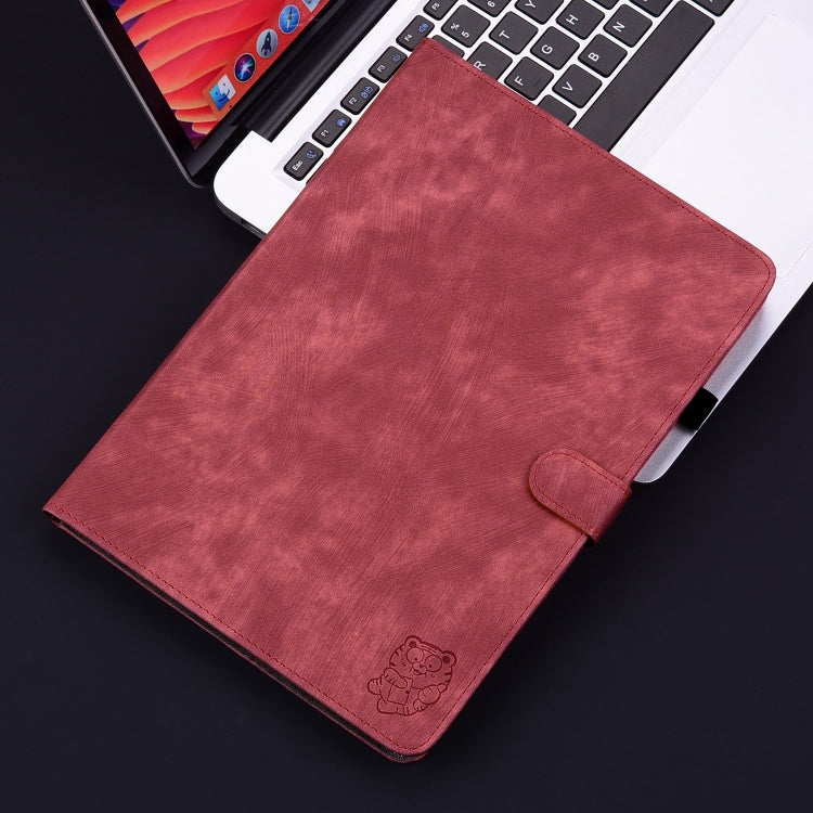 For iPad Air 13 2024 Embossed Tiger Pattern Leather Tablet Case(Red) - iPad Air 13 2024 Cases by buy2fix | Online Shopping UK | buy2fix