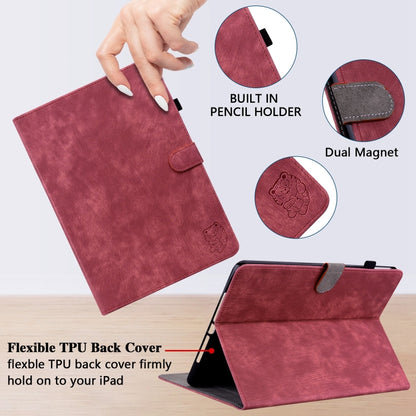 For iPad Air 13 2024 Embossed Tiger Pattern Leather Tablet Case(Red) - iPad Air 13 2024 Cases by buy2fix | Online Shopping UK | buy2fix