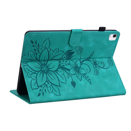 For iPad Air 11 2024 Lily Embossed Leather Smart Tablet Case(Green) - iPad Air 11 2024 Cases by buy2fix | Online Shopping UK | buy2fix