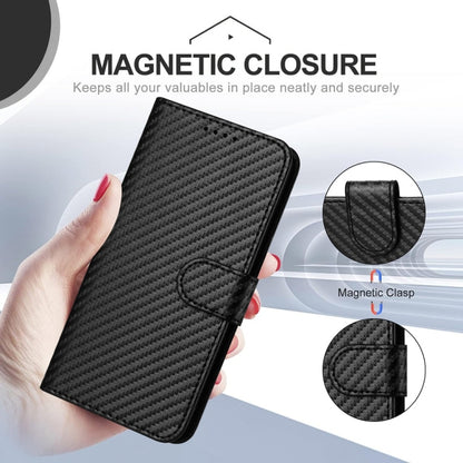 For iPhone 16 Pro YX0070 Carbon Fiber Buckle Leather Phone Case with Lanyard(Black) - iPhone 16 Pro Cases by buy2fix | Online Shopping UK | buy2fix