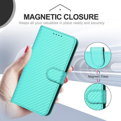 For iPhone 16 Plus YX0070 Carbon Fiber Buckle Leather Phone Case with Lanyard(Light Blue) - iPhone 16 Plus Cases by buy2fix | Online Shopping UK | buy2fix