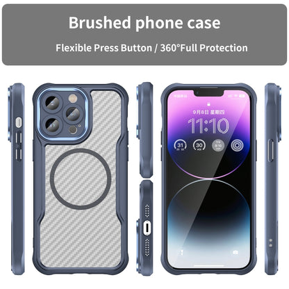 For iPhone 11 Pro Max Carbon Fiber Texture MagSafe Translucent Phone Case(Blue) - iPhone 11 Pro Max Cases by buy2fix | Online Shopping UK | buy2fix