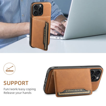 For iPhone 15 Pro Max Denior D13 Retro Texture Leather MagSafe Card Bag Phone Case(Brown) - iPhone 15 Pro Max Cases by Denior | Online Shopping UK | buy2fix