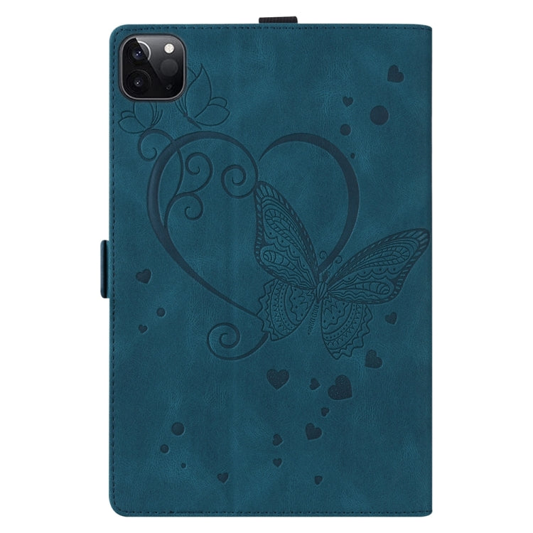 For iPad Pro 13 2024 Love Butterfly Embossed Leather Tablet Case(Blue) - iPad Pro 13 2024 Cases by buy2fix | Online Shopping UK | buy2fix