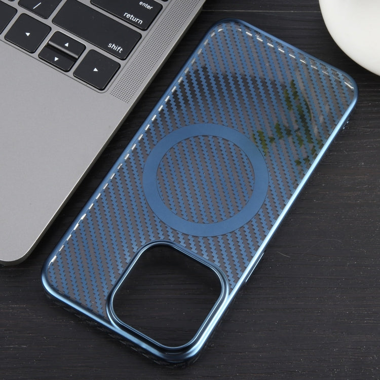 For iPhone 15 Pro Max 6D Plated Carbon Fiber Clear Magsafe PC Phone Case(Dream Blue) - iPhone 15 Pro Max Cases by buy2fix | Online Shopping UK | buy2fix