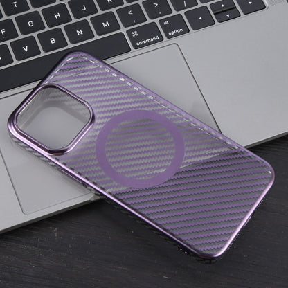 For iPhone 15 Plus 6D Plated Carbon Fiber Clear Magsafe PC Phone Case(Aurora Purple) - iPhone 15 Plus Cases by buy2fix | Online Shopping UK | buy2fix