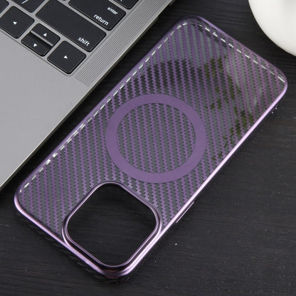 For iPhone 14 Plus 6D Plated Carbon Fiber Clear Magsafe PC Phone Case(Aurora Purple) - iPhone 14 Plus Cases by buy2fix | Online Shopping UK | buy2fix