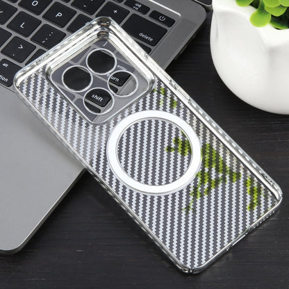 For Xiaomi 14 6D Plated Carbon Fiber Clear Magsafe PC Phone Case(Starlight Silver) - 14 Cases by buy2fix | Online Shopping UK | buy2fix