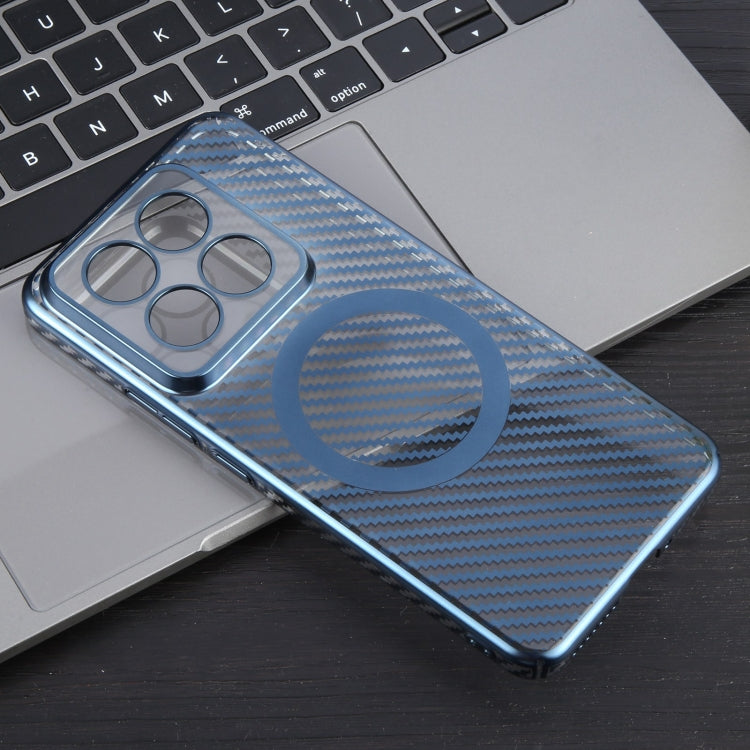 For Xiaomi 14 Pro 6D Plated Carbon Fiber Clear Magsafe PC Phone Case(Dream Blue) - 14 Pro Cases by buy2fix | Online Shopping UK | buy2fix