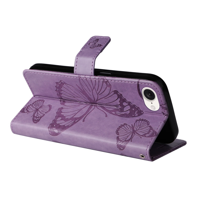 For iPhone SE 2024 3D Butterfly Embossed Pattern Flip Leather Phone Case(Purple) - More iPhone Cases by buy2fix | Online Shopping UK | buy2fix