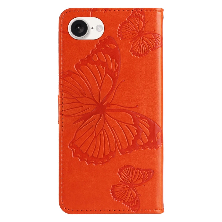 For iPhone SE 2024 3D Butterfly Embossed Pattern Flip Leather Phone Case(Orange) - More iPhone Cases by buy2fix | Online Shopping UK | buy2fix