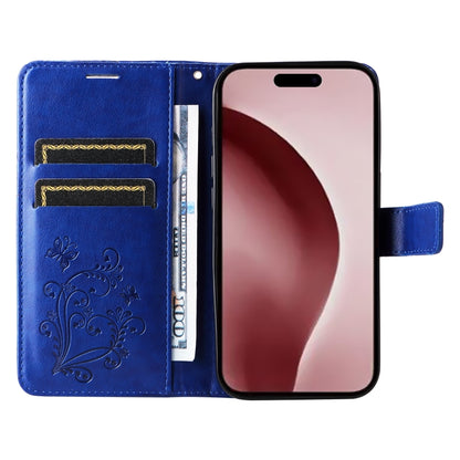 For iPhone 16 Pro 3D Butterfly Embossed Pattern Flip Leather Phone Case(Blue) - iPhone 16 Pro Cases by buy2fix | Online Shopping UK | buy2fix