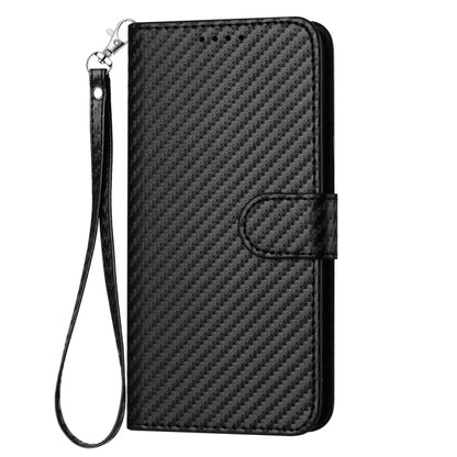 For OnePlus 11 YX0070 Carbon Fiber Buckle Leather Phone Case with Lanyard(Black) - OnePlus Cases by buy2fix | Online Shopping UK | buy2fix