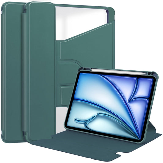 For iPad Air 11 2024 Transparent Rotation Smart Leather Tablet Case(Dark Green) - iPad Air 11 2024 Cases by buy2fix | Online Shopping UK | buy2fix