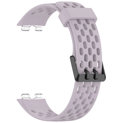 For Huawei Band 9 / 9 NFC / 8 / 8 NFC Hole Style Dual Black Buckle Silicone Watch Band(Lavender Purple) - Watch Bands by buy2fix | Online Shopping UK | buy2fix