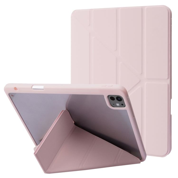 For iPad Pro 13 2024 Deformation Transparent Acrylic Leather Tablet Case(Pink) - iPad Pro 13 2024 Cases by buy2fix | Online Shopping UK | buy2fix