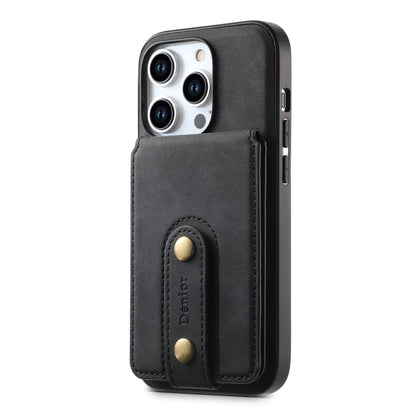 For iPhone 13 Pro Max Denior D14 NK Retro Pattern MagSafe Magnetic Card Holder Leather Phone Case(Black) - iPhone 13 Pro Max Cases by Denior | Online Shopping UK | buy2fix