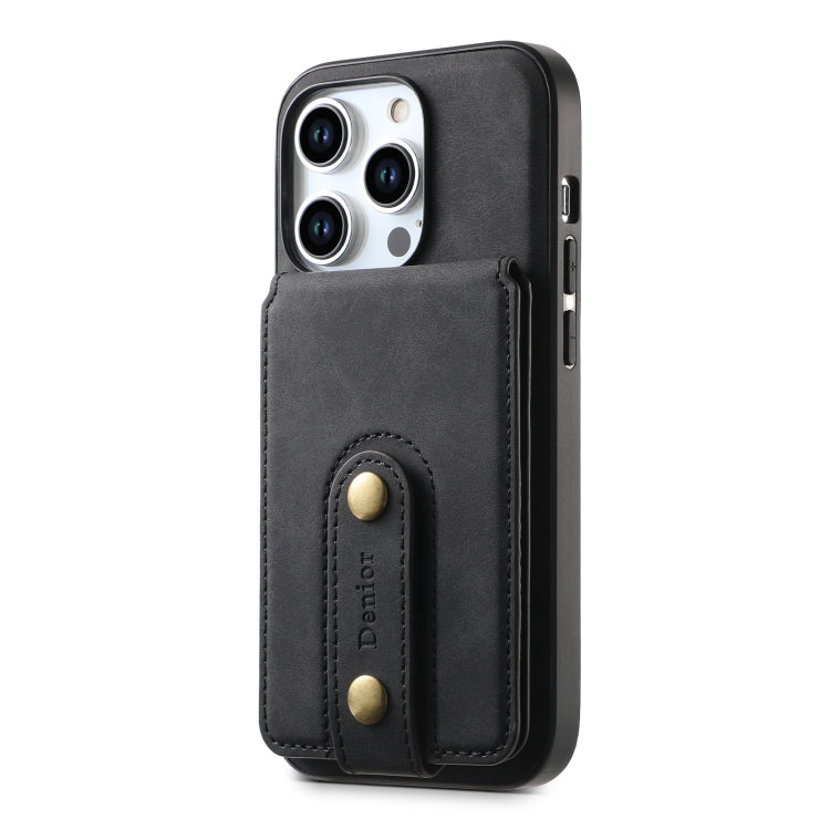 For iPhone 12 Pro Max Denior D14 NK Retro Pattern MagSafe Magnetic Card Holder Leather Phone Case(Black) - iPhone 12 Pro Max Cases by Denior | Online Shopping UK | buy2fix