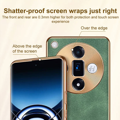 For OPPO Reno11 Global Electroplating Lambskin Leather Phone Case(Green) - Reno11 Cases by buy2fix | Online Shopping UK | buy2fix