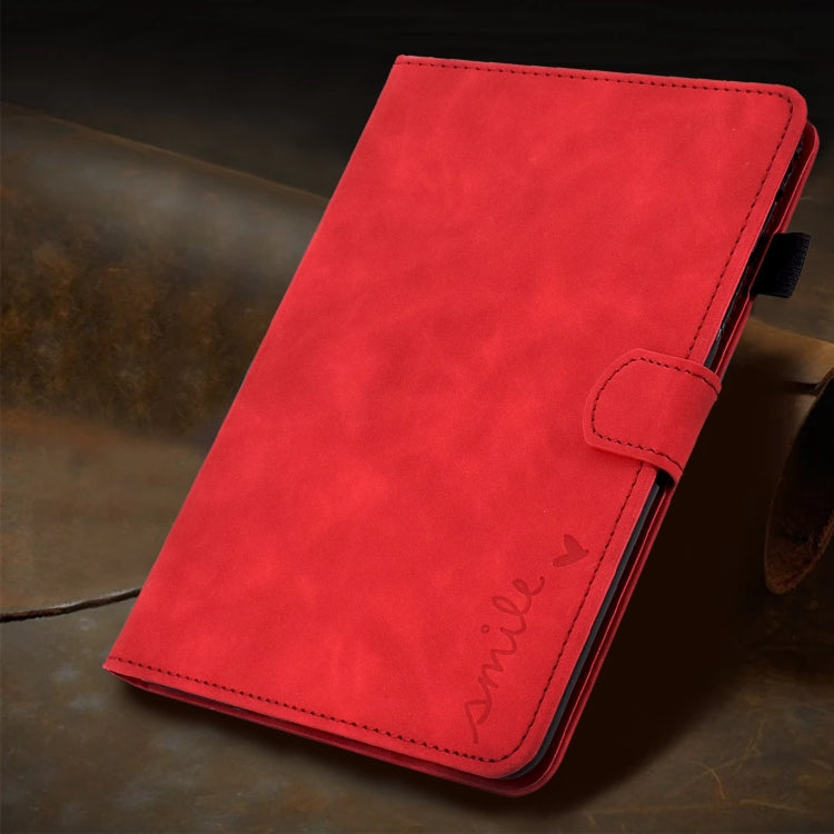 For iPad Pro 11 2024 Embossed Smile Smart Leather Tablet Case(Red) - iPad Pro 11 2024 Cases by buy2fix | Online Shopping UK | buy2fix