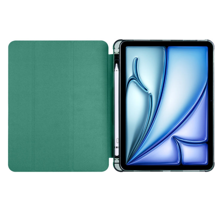 For iPad Air 11 2024 3-fold TPU Leather Smart Tablet Case with Pen Slot(Pine Green) - iPad Air 11 2024 Cases by buy2fix | Online Shopping UK | buy2fix