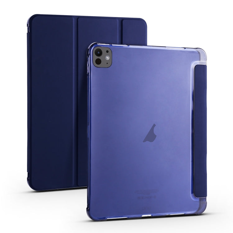 For iPad Pro 13 2024 3-fold TPU Leather Smart Tablet Case with Pen Slot(Dark Blue) - iPad Pro 13 2024 Cases by buy2fix | Online Shopping UK | buy2fix