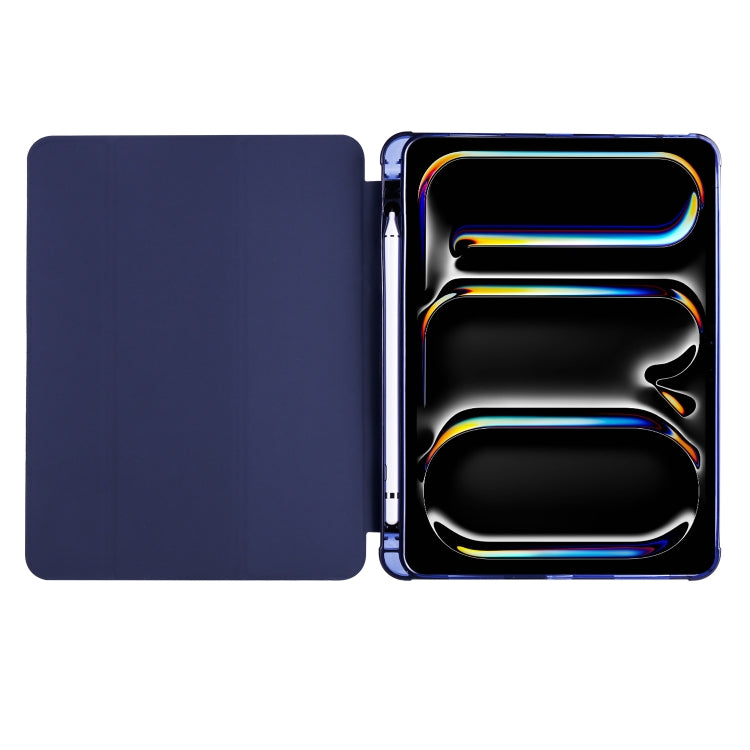 For iPad Pro 13 2024 3-fold TPU Leather Smart Tablet Case with Pen Slot(Dark Blue) - iPad Pro 13 2024 Cases by buy2fix | Online Shopping UK | buy2fix