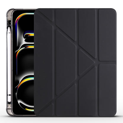 For iPad Pro 13 2024 Multi-folding TPU Leather Smart Tablet Case with Pen Slot(Black) - iPad Pro 13 2024 Cases by buy2fix | Online Shopping UK | buy2fix