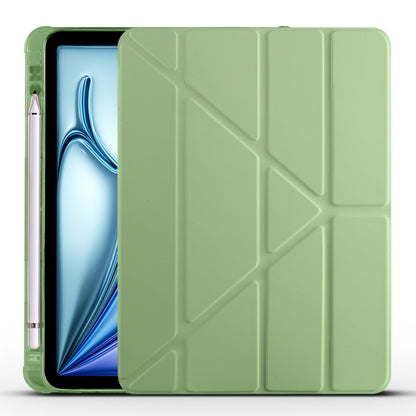 For iPad Air 11 2024 Multi-folding TPU Leather Smart Tablet Case with Pen Slot(Matcha Green) - iPad Air 11 2024 Cases by buy2fix | Online Shopping UK | buy2fix