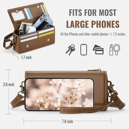 CaseMe ME30 Max Multifunctional Large-Capacity Shoulder Crossbody Phone Bag(Brown) -  by CaseMe | Online Shopping UK | buy2fix