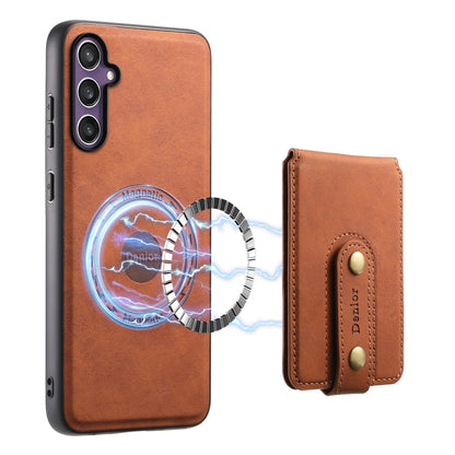 For Samsung Galaxy S23 FE 5G Denior D14 NK Retro Pattern MagSafe Magnetic Card Holder Leather Phone Case(Brown) - Galaxy S23 FE 5G Cases by Denior | Online Shopping UK | buy2fix