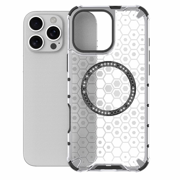 For iPhone 16 Pro Max Honeycomb Magnetic Ring Shockproof Phone Case(White) - iPhone 16 Pro Max Cases by buy2fix | Online Shopping UK | buy2fix