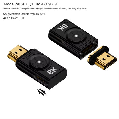 8K 60Hz HDTV to HDTV Side Bend Magnetic Converter(Black Left Bend) - Converter by buy2fix | Online Shopping UK | buy2fix