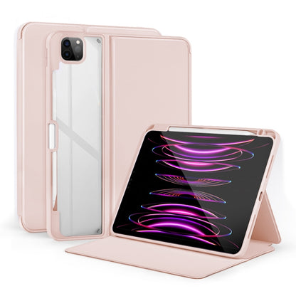 For iPad Air 13 2024 / Pro 12.9 2022 2-Fold Clear Acrylic Leather Tablet Case(Baby Pink) - iPad Pro 12.9 (2022/2021) Cases by buy2fix | Online Shopping UK | buy2fix